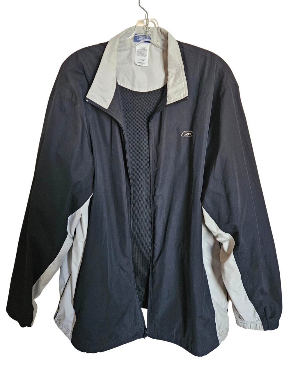 Reebok Black and Light Gray Athletic Zip-Front Jacket | XL